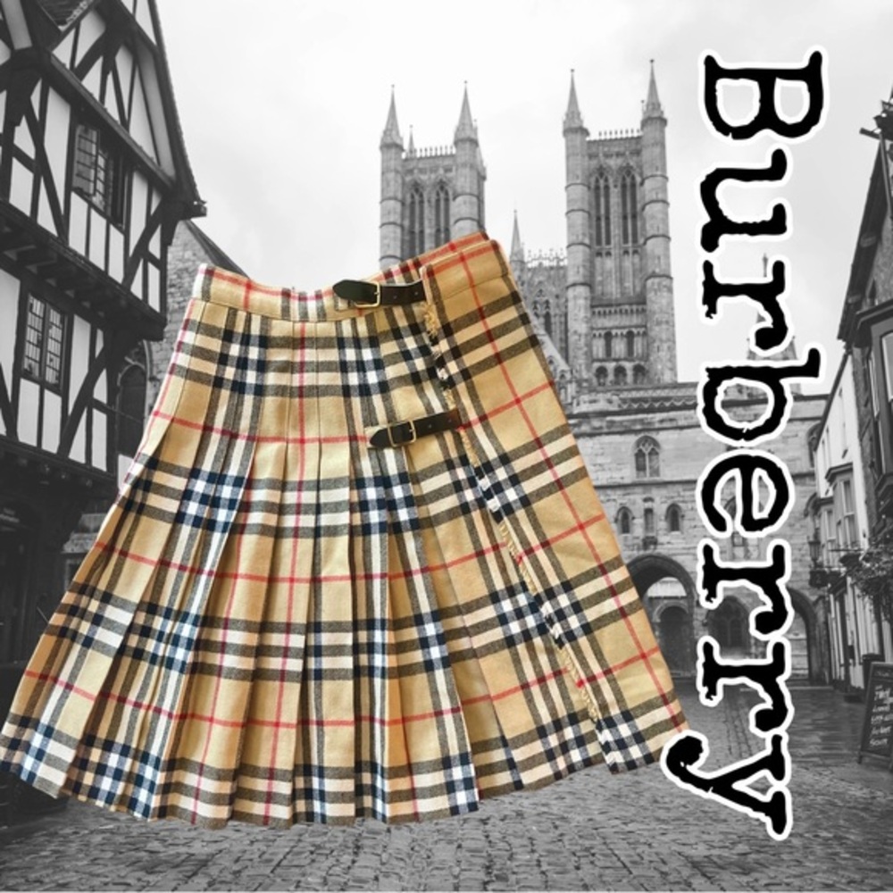 Vintage Burberrys Nova Check Wool Blend Kilt Skirt – Made in England – Size 6/7